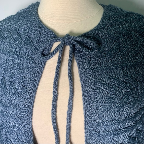 Current Elliott Blue Cable Knit Fringe Sweater Open Front, New w/ Tags, Size 1 - Picture 5 of 14